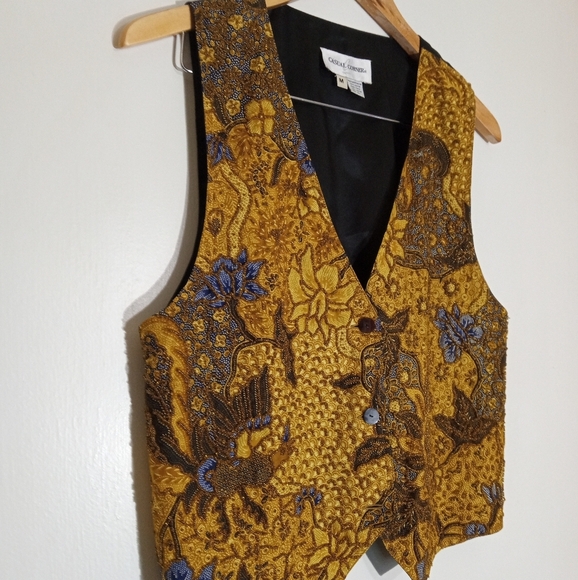 Casual Corner Vintage ornate gorgeous beaded tuxedo vest women's size medium - Picture 2 of 8